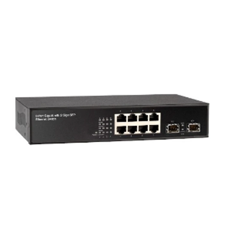 8-Port 10/100/1000M + 2-Port Gigabit SFPL2+ Bouton jere konplè